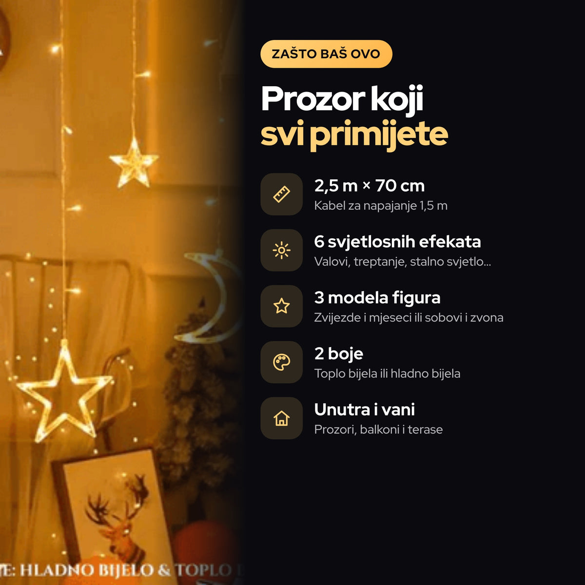 LED Božićna Svjetlosna Zavjesa - 2.5m – prednosti